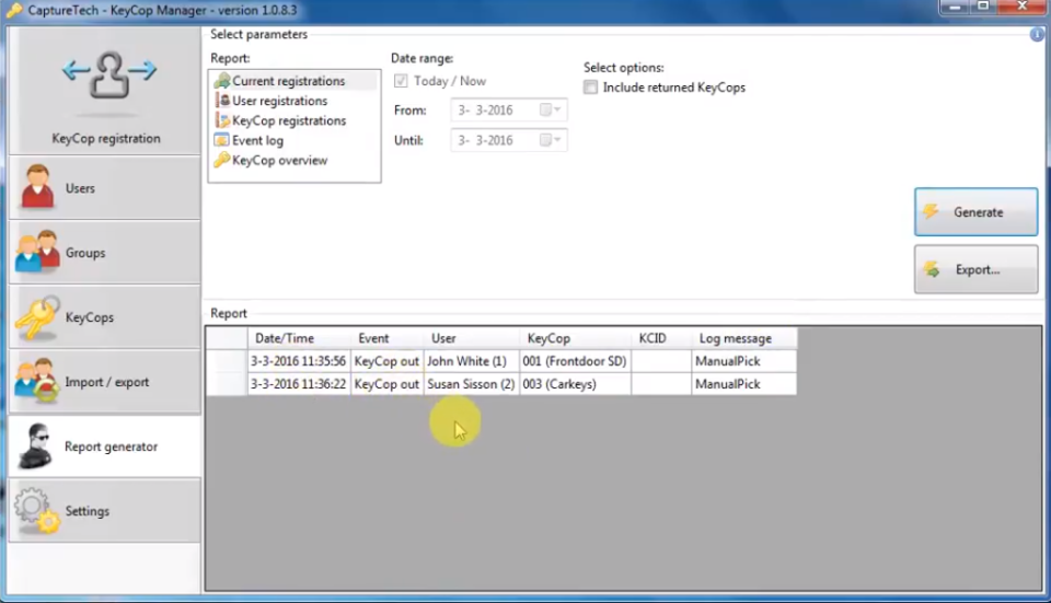 screenshot of KeyCop Manager